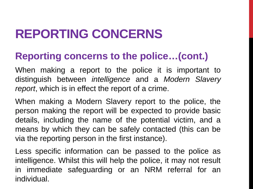 Modern Slavery – General awareness information for - slide 25 of 35