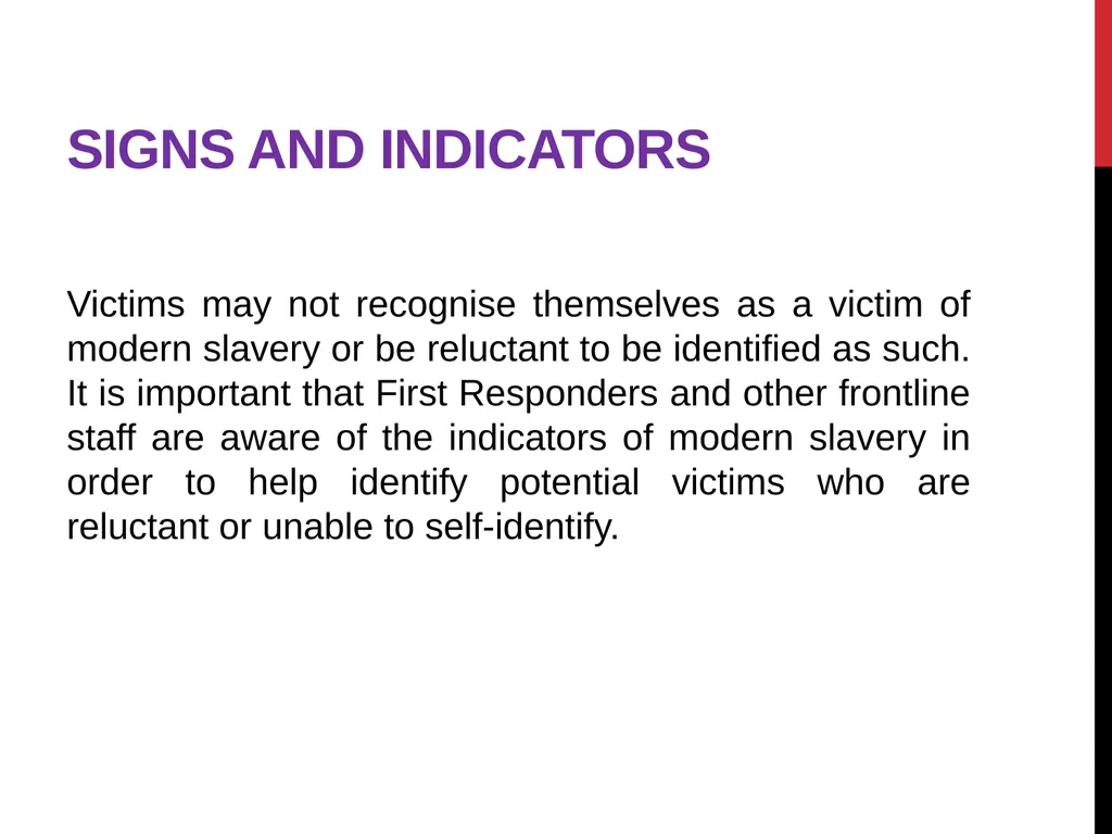Modern Slavery – General awareness information for - slide 17 of 35