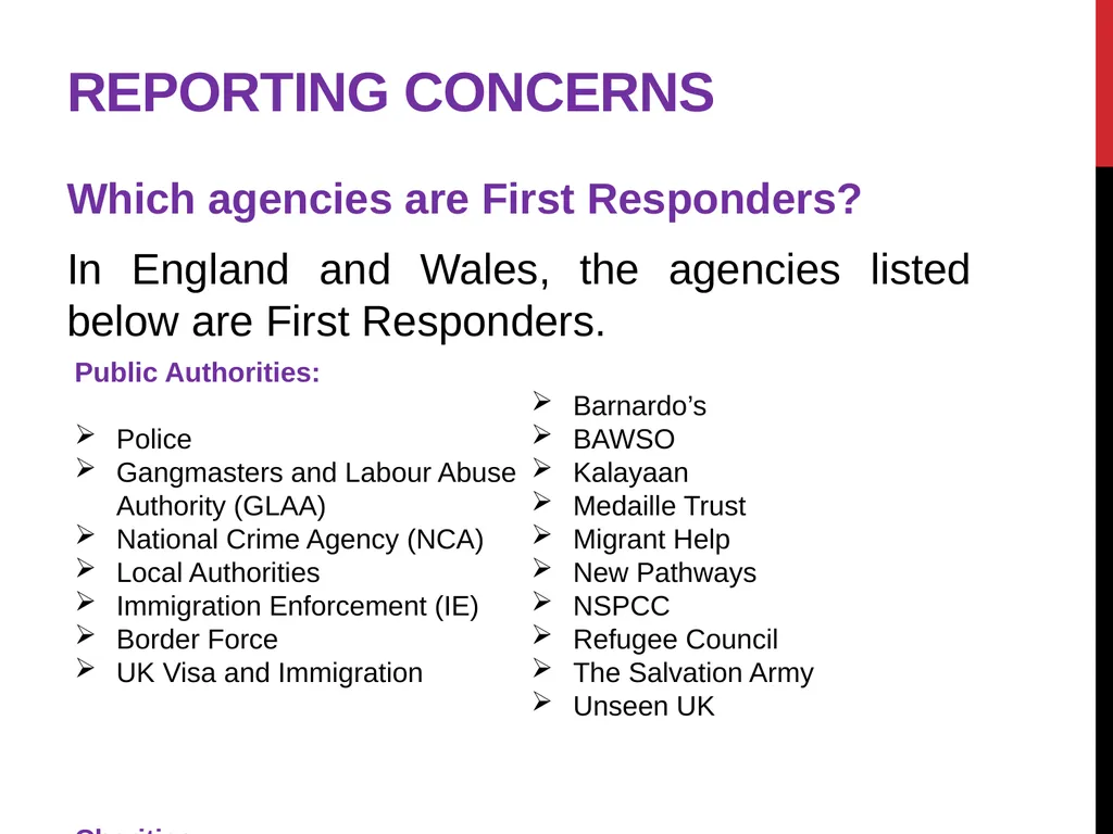 Modern Slavery – General awareness information for - slide 21 of 35