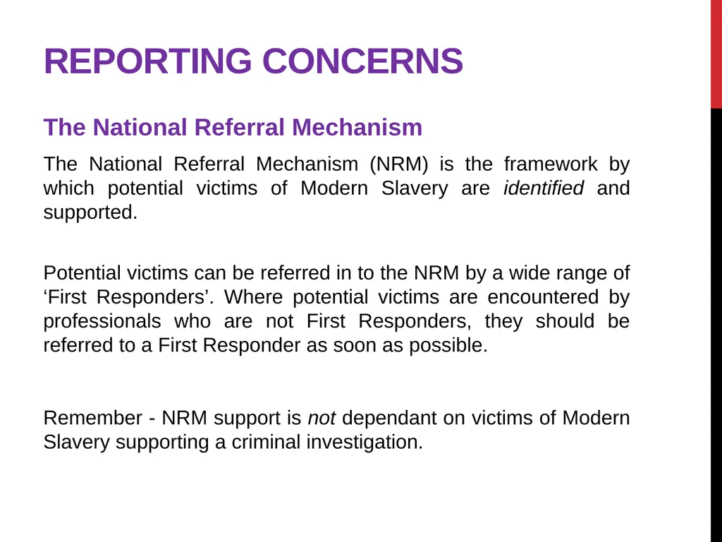 Modern Slavery – General awareness information for - slide 19 of 35