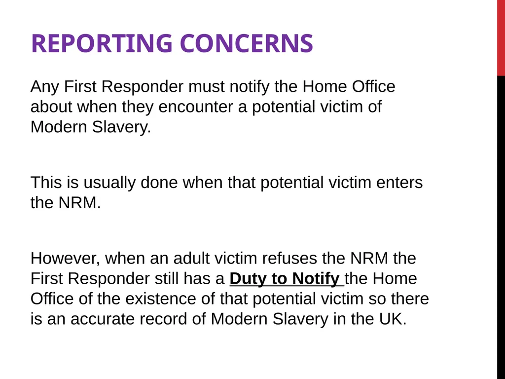 Modern Slavery – General awareness information for - slide 22 of 35
