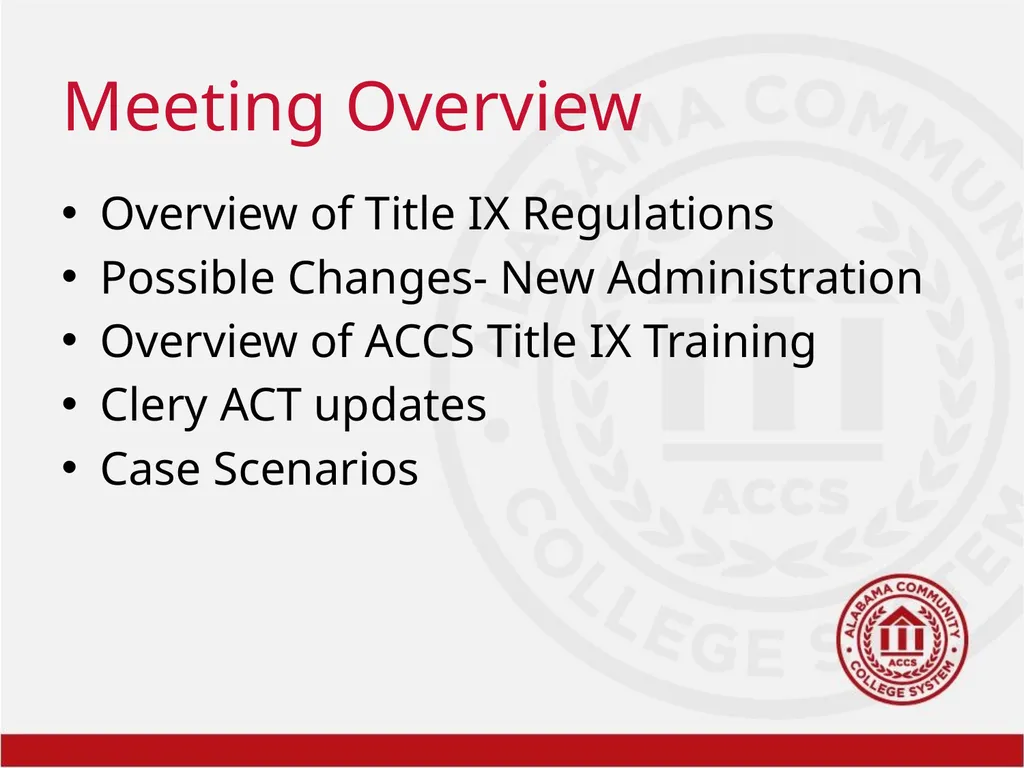 Title IX Training Overview Shawra Rainer- Student - slide 2 of 51
