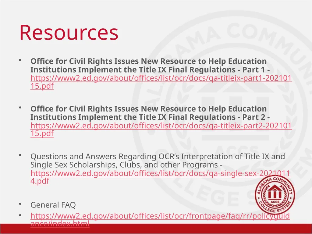 Title IX Training Overview Shawra Rainer- Student - slide 49 of 51
