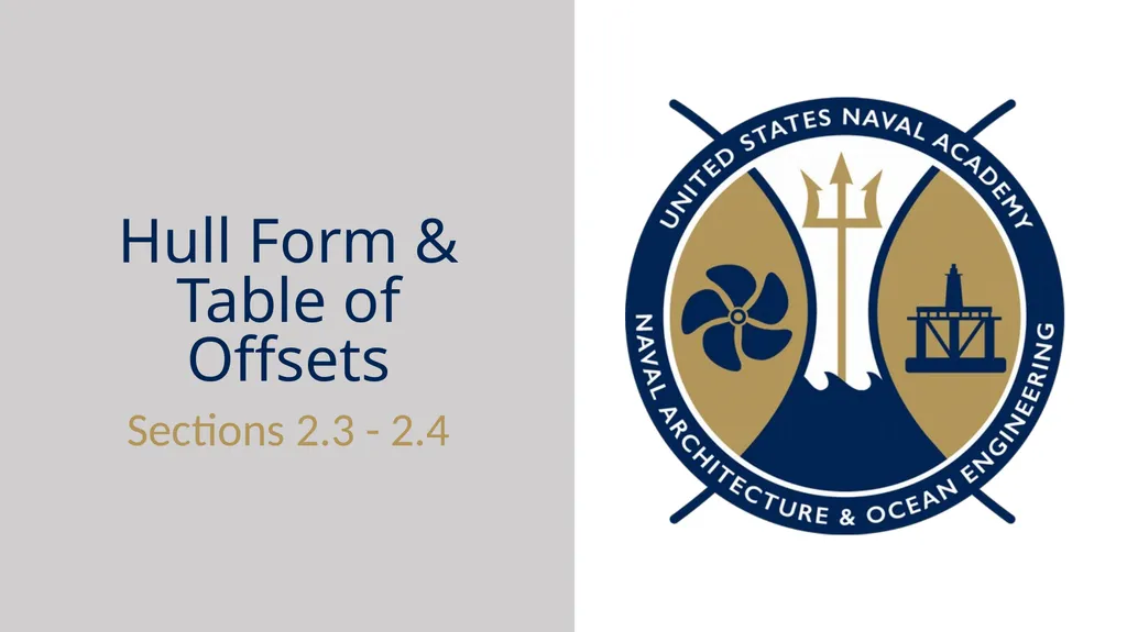Hull Form & Table of Offsets Sections 2.3 - 2.4 - slide 1 of 14