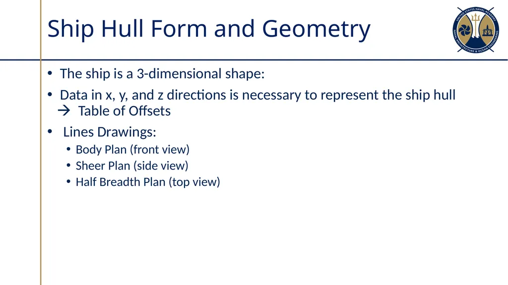 Hull Form & Table of Offsets Sections 2.3 - 2.4 - slide 2 of 14