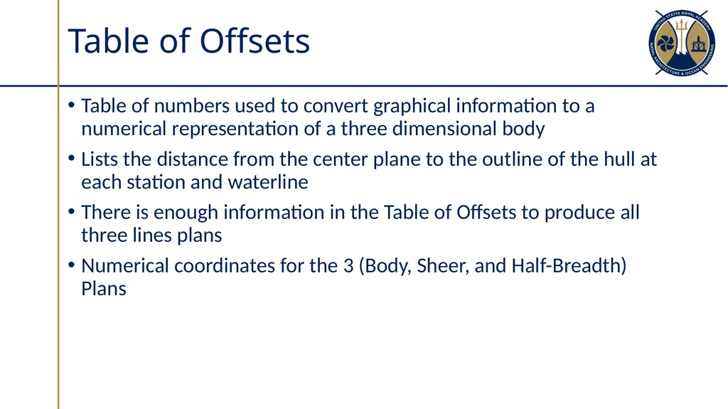 Hull Form & Table of Offsets Sections 2.3 - 2.4 - slide 10 of 14