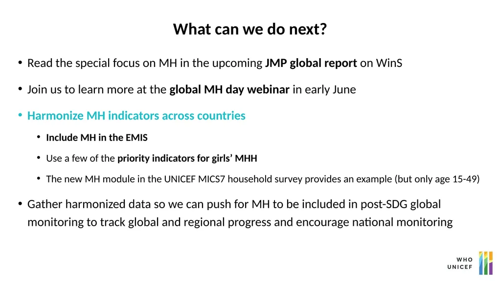 Monitoring progress on menstrual health services - slide 13 of 15