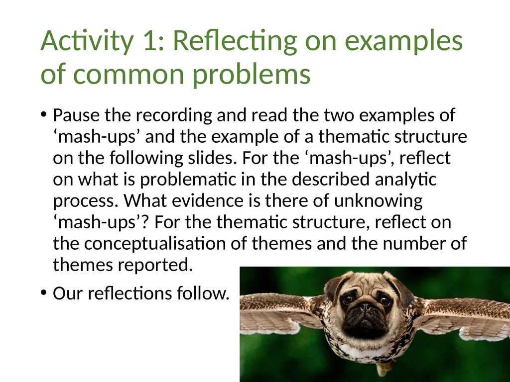 Thematic analysis Part 4: Avoiding common problems - slide 12 of 37