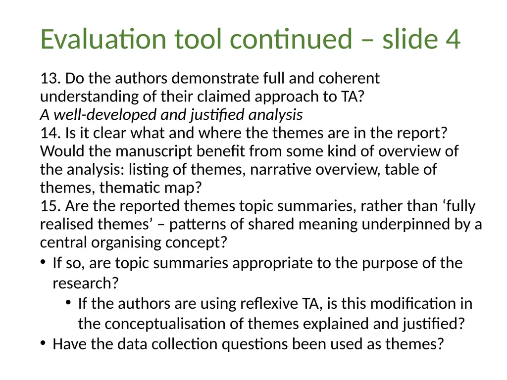 Thematic analysis Part 4: Avoiding common problems - slide 32 of 37