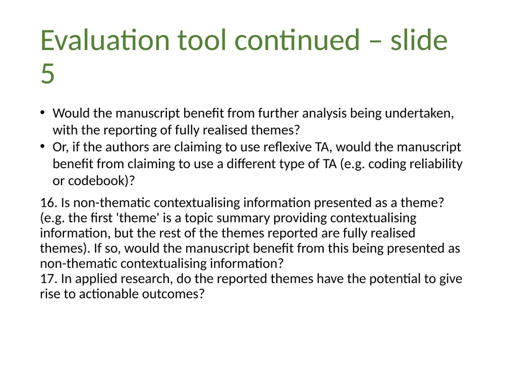 Thematic analysis Part 4: Avoiding common problems - slide 33 of 37