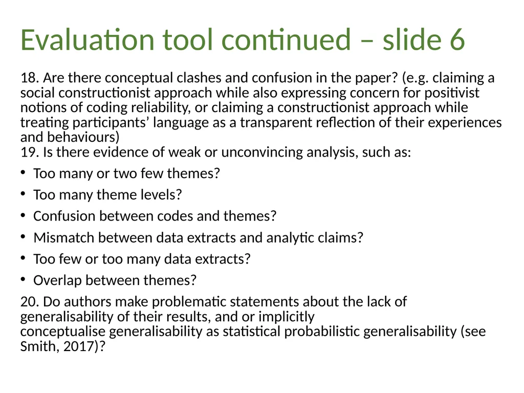 Thematic analysis Part 4: Avoiding common problems - slide 34 of 37