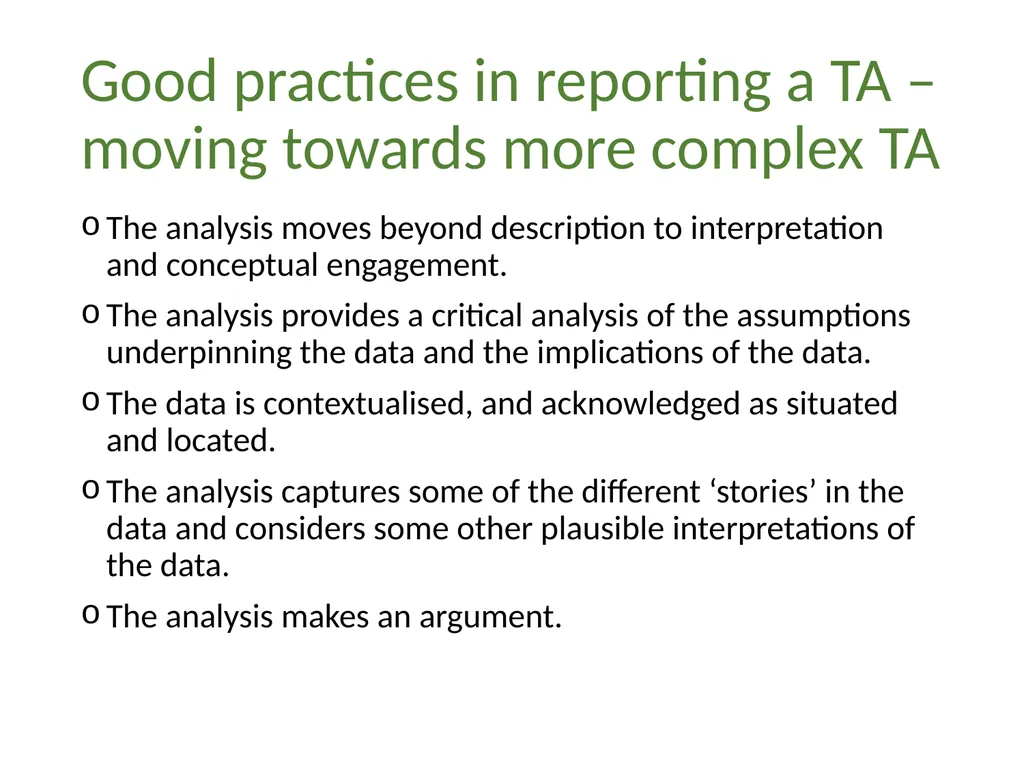 Thematic analysis Part 4: Avoiding common problems - slide 22 of 37