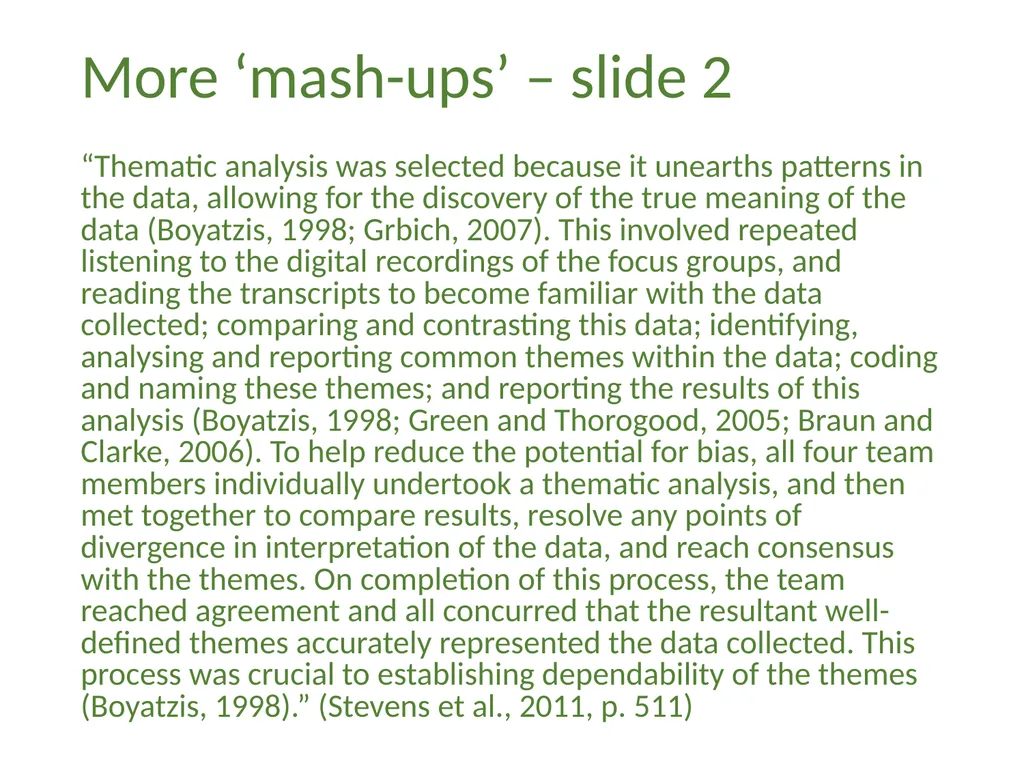 Thematic analysis Part 4: Avoiding common problems - slide 14 of 37