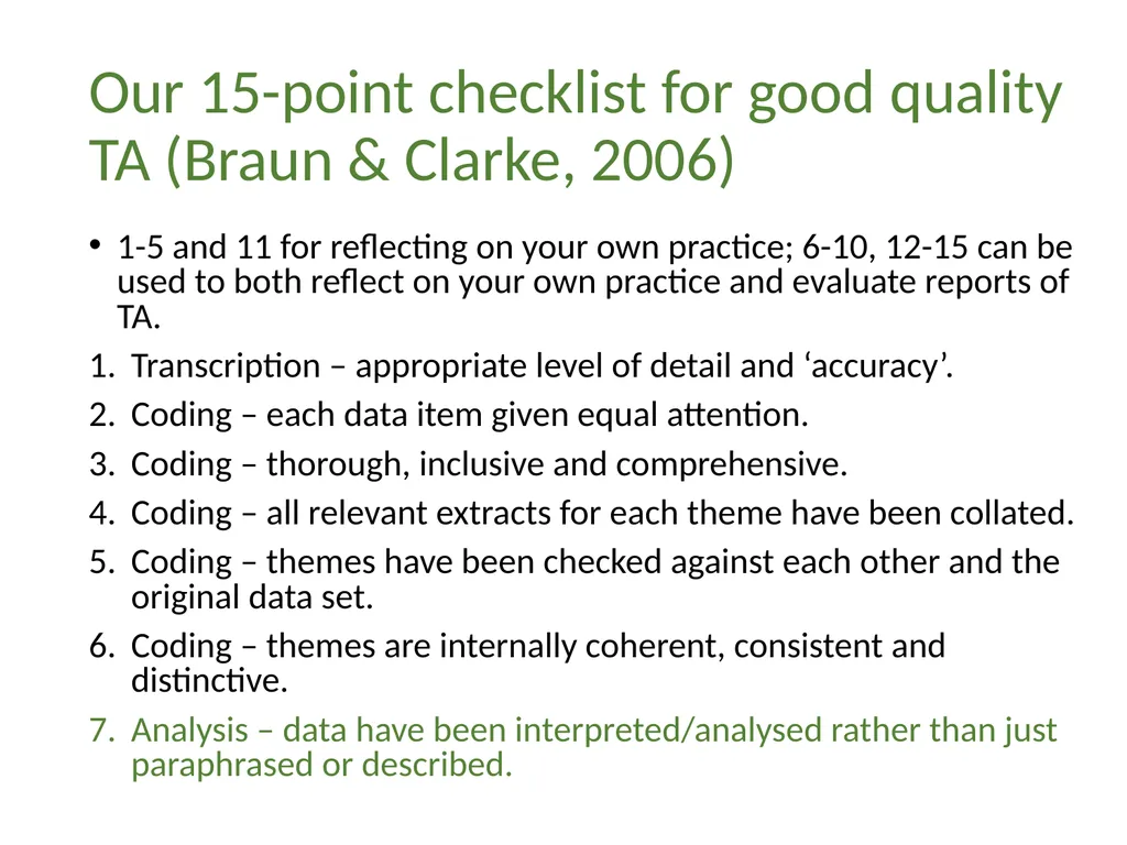 Thematic analysis Part 4: Avoiding common problems - slide 23 of 37