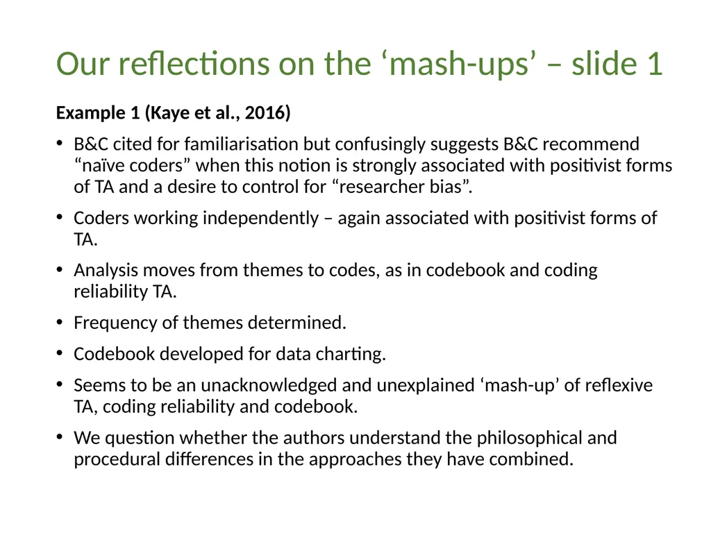 Thematic analysis Part 4: Avoiding common problems - slide 17 of 37