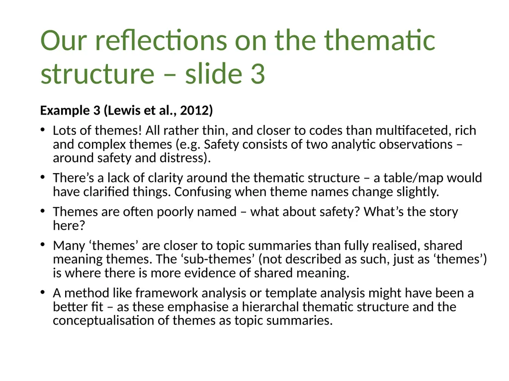 Thematic analysis Part 4: Avoiding common problems - slide 19 of 37