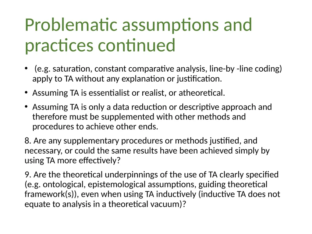 Thematic analysis Part 4: Avoiding common problems - slide 30 of 37