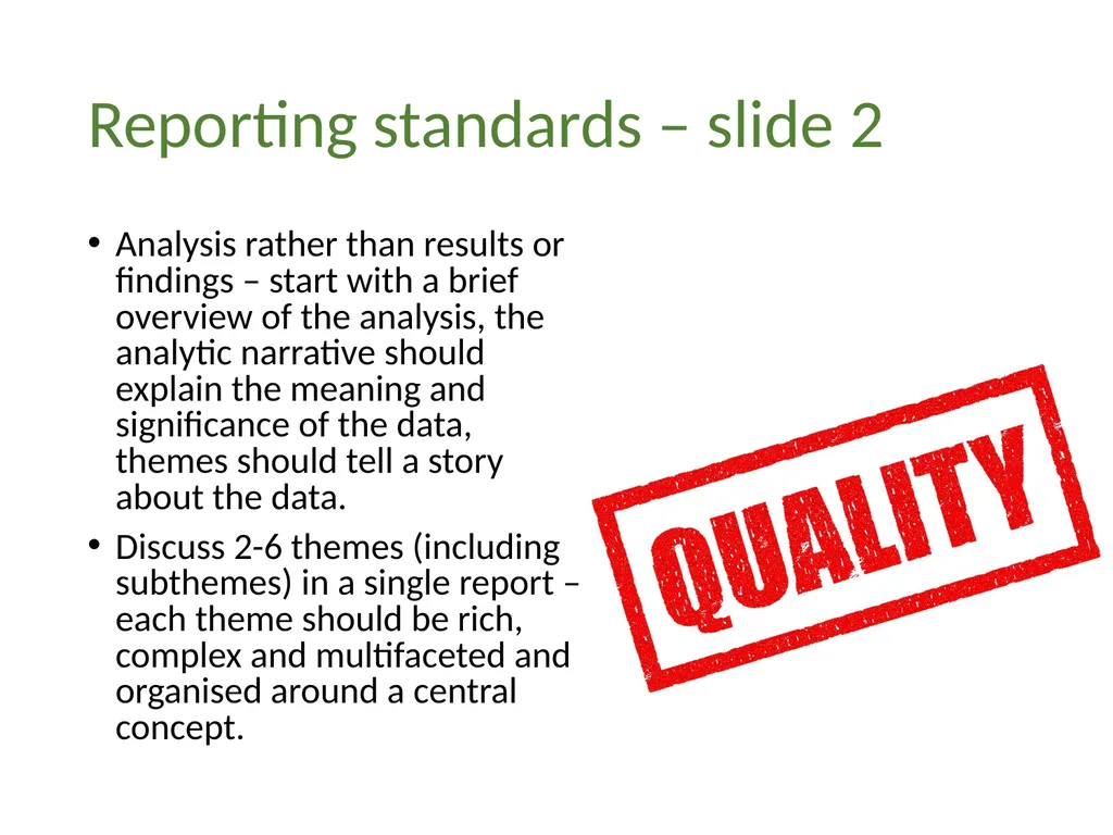 Thematic analysis Part 4: Avoiding common problems - slide 26 of 37