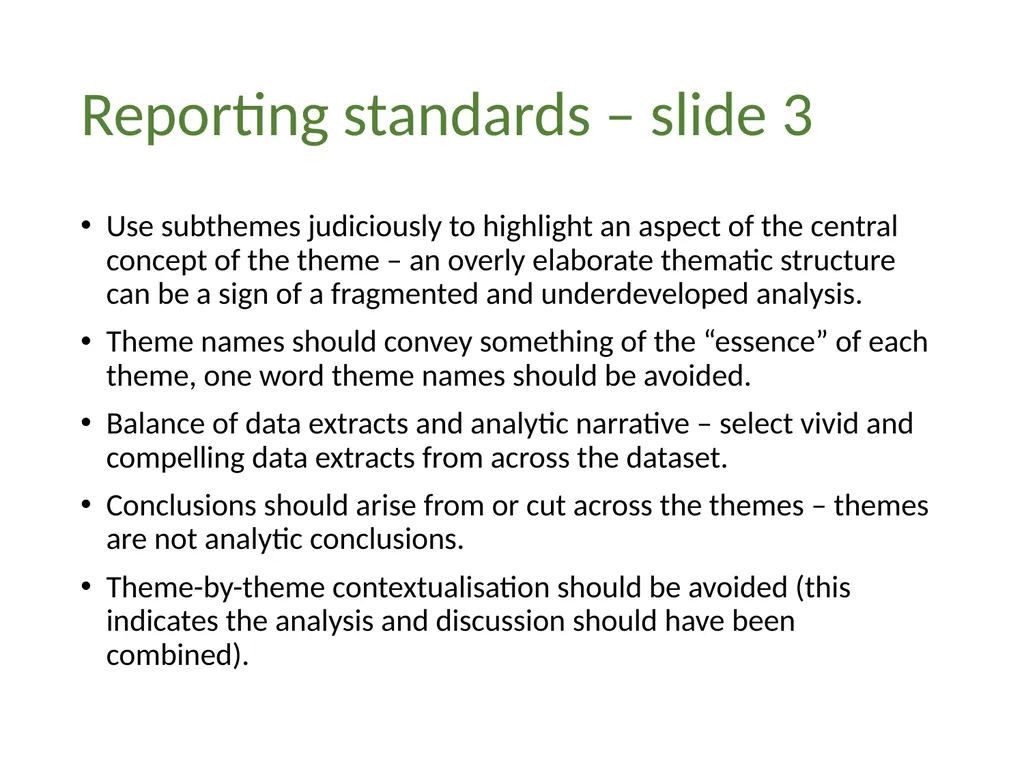 Thematic analysis Part 4: Avoiding common problems - slide 27 of 37