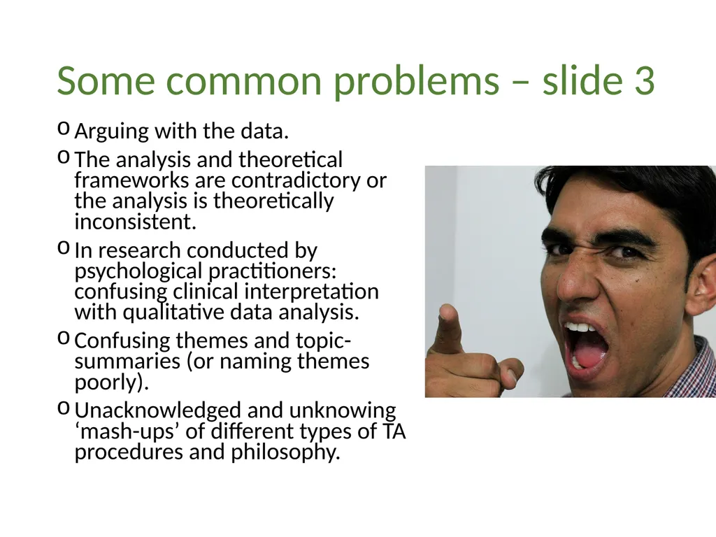Thematic analysis Part 4: Avoiding common problems - slide 8 of 37