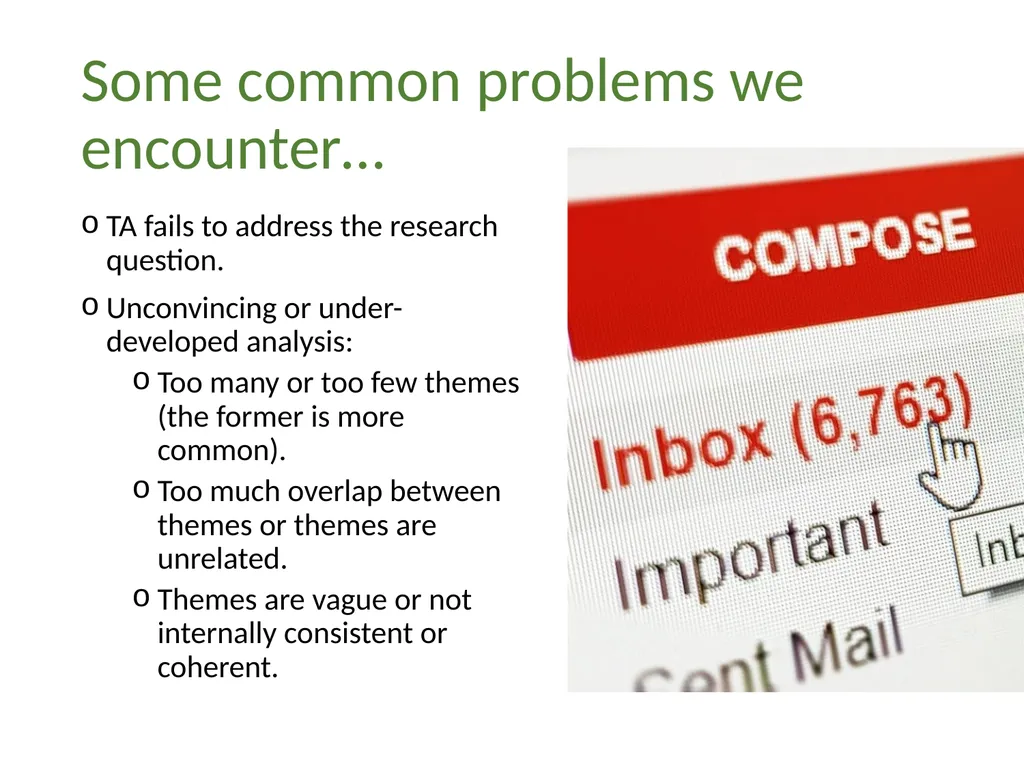 Thematic analysis Part 4: Avoiding common problems - slide 6 of 37