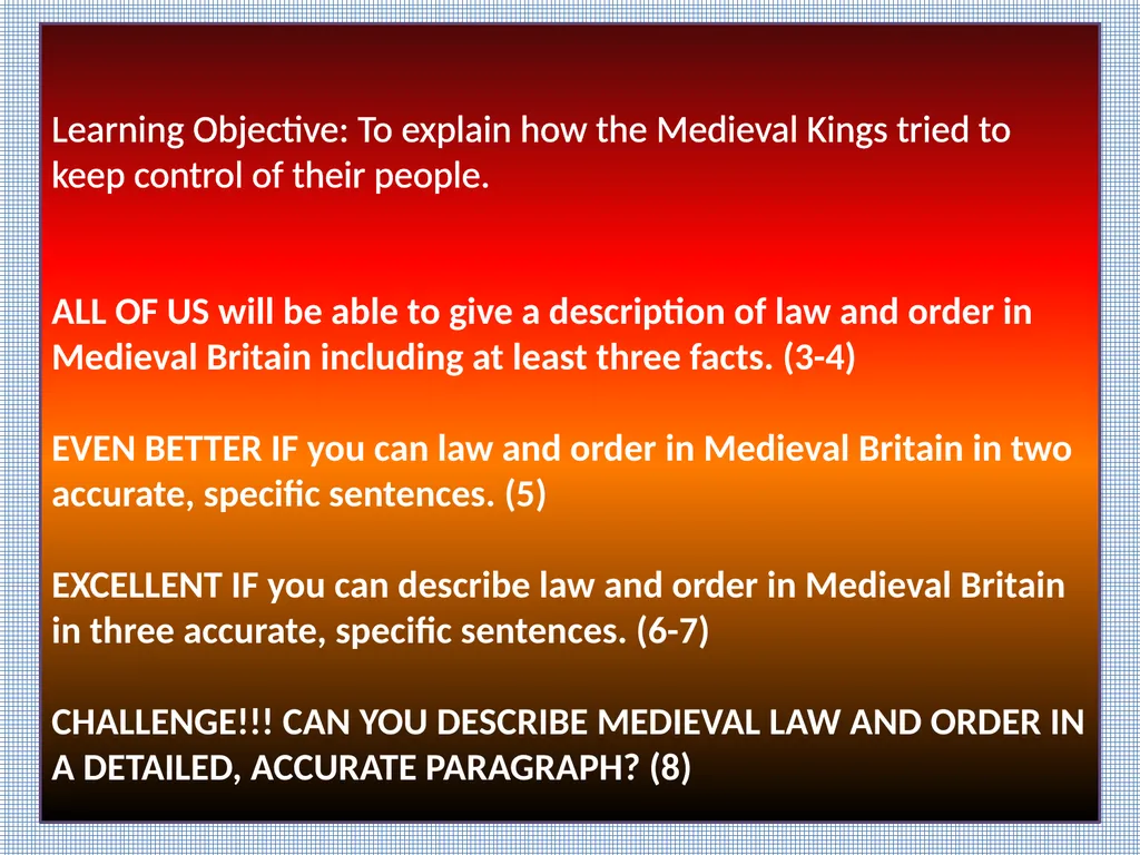 Punishments in Medieval Britain Learning - slide 3 of 24
