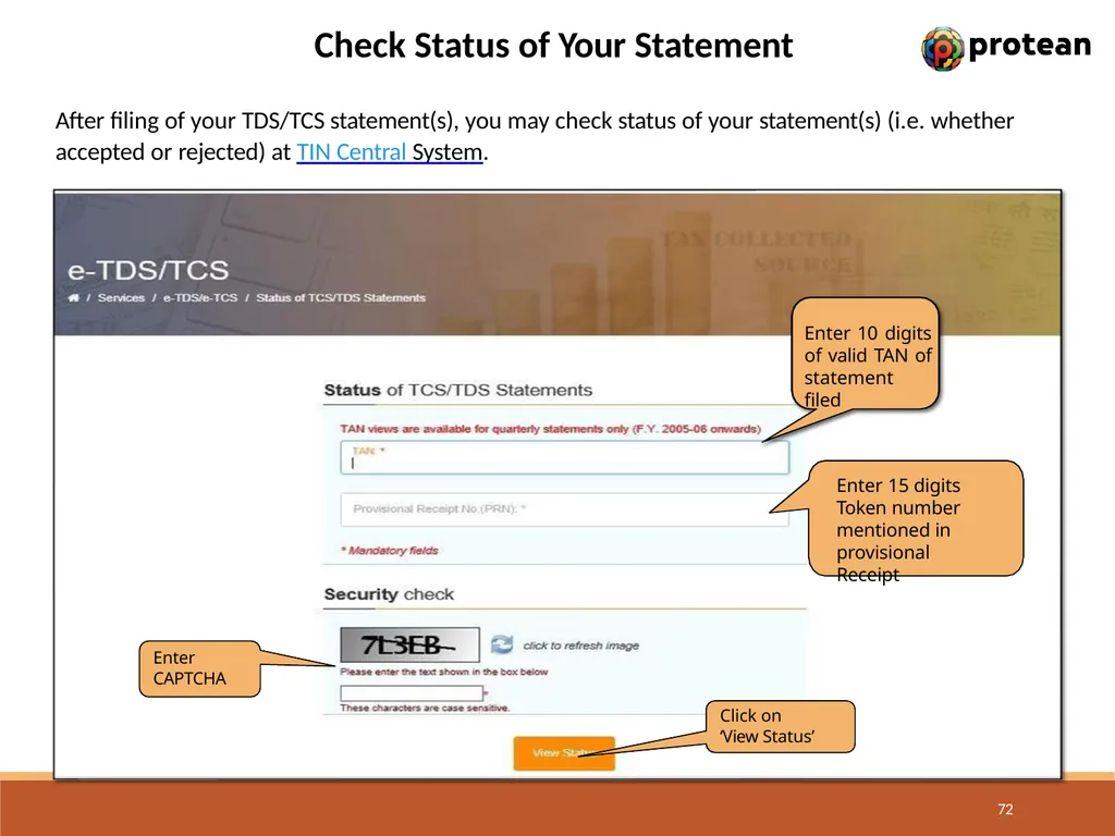 E-Tutorial on TDS/TCS Return Preparation Utility - slide 72 of 74