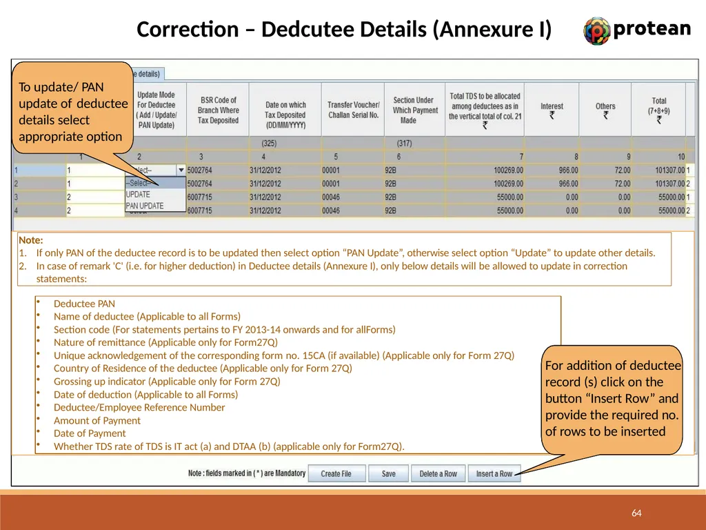 E-Tutorial on TDS/TCS Return Preparation Utility - slide 64 of 74