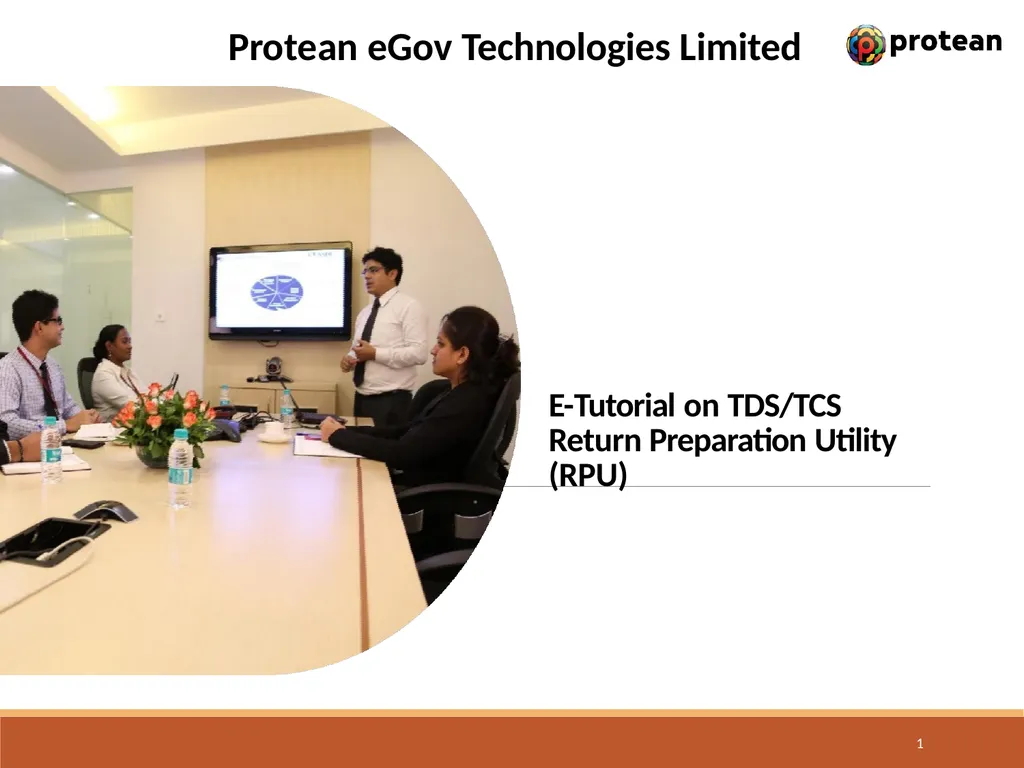 E-Tutorial on TDS/TCS Return Preparation Utility - slide 1 of 74