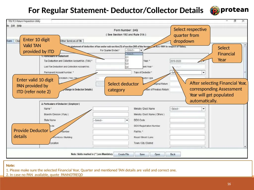 E-Tutorial on TDS/TCS Return Preparation Utility - slide 16 of 74