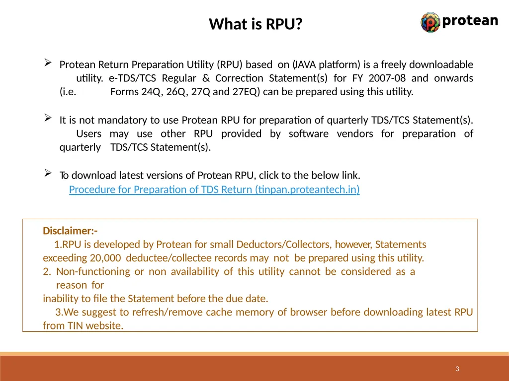 E-Tutorial on TDS/TCS Return Preparation Utility - slide 3 of 74