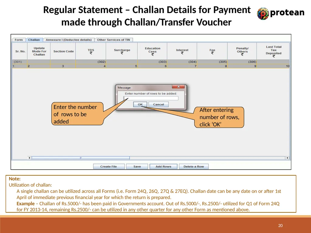 E-Tutorial on TDS/TCS Return Preparation Utility - slide 20 of 74