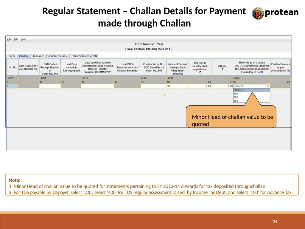E-Tutorial on TDS/TCS Return Preparation Utility - slide 24 of 74