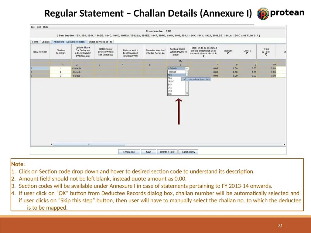 E-Tutorial on TDS/TCS Return Preparation Utility - slide 31 of 74