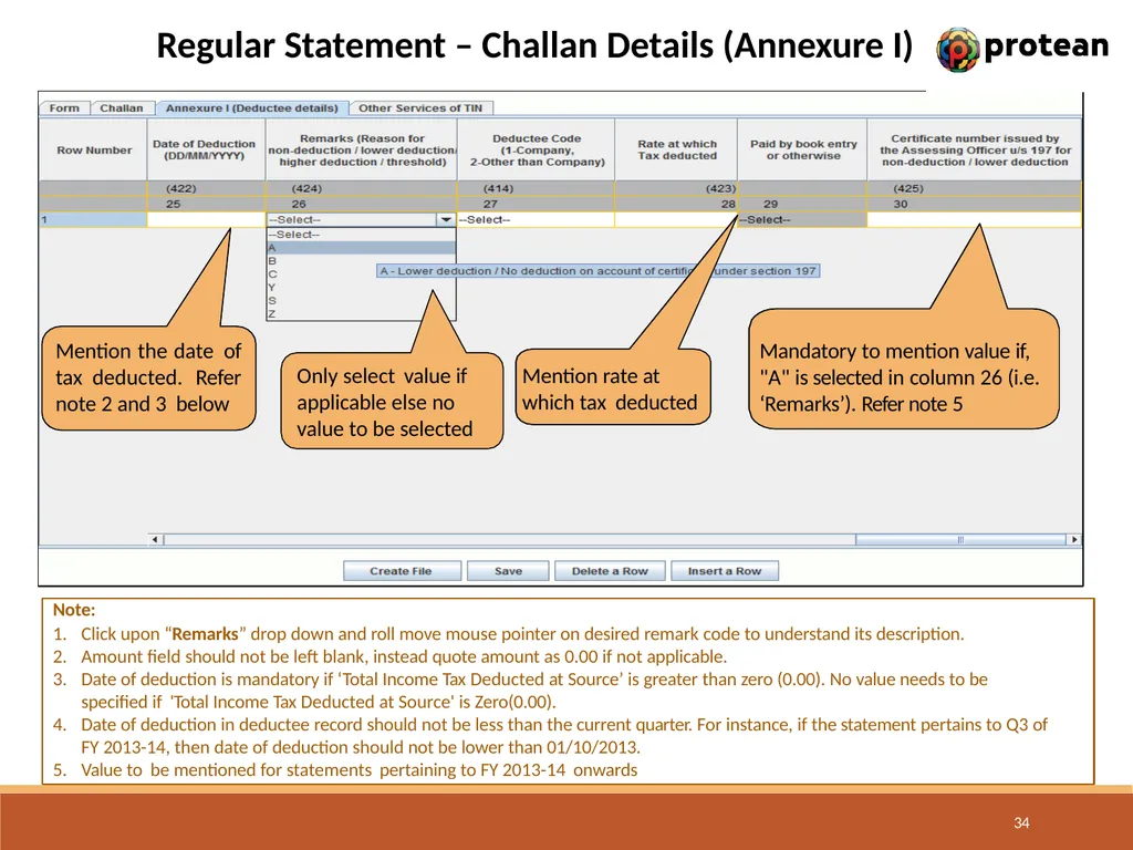 E-Tutorial on TDS/TCS Return Preparation Utility - slide 34 of 74