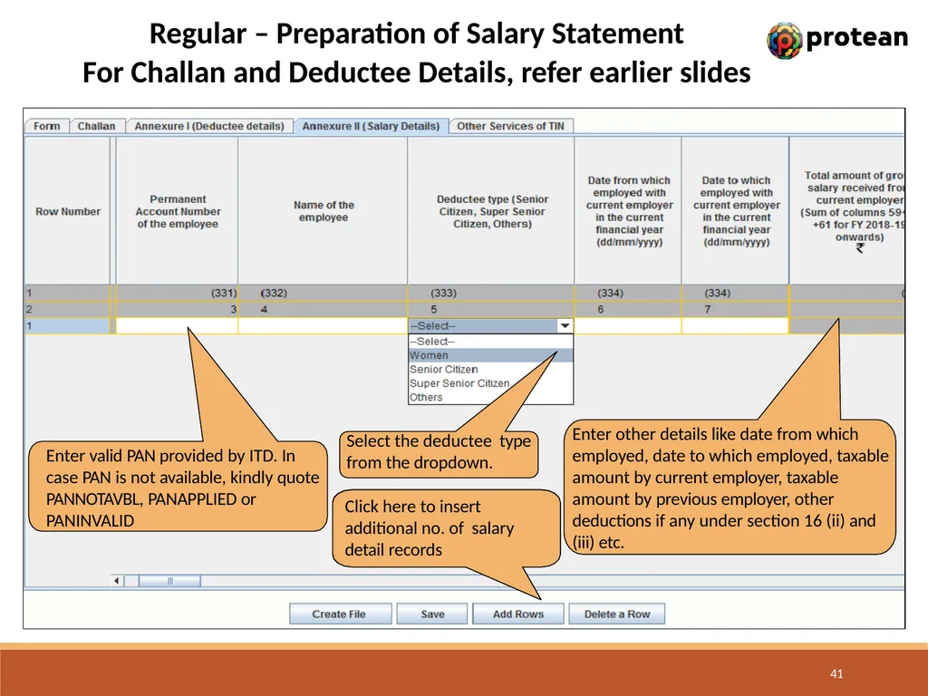 E-Tutorial on TDS/TCS Return Preparation Utility - slide 41 of 74