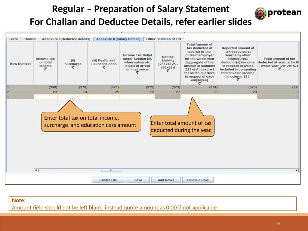 E-Tutorial on TDS/TCS Return Preparation Utility - slide 44 of 74