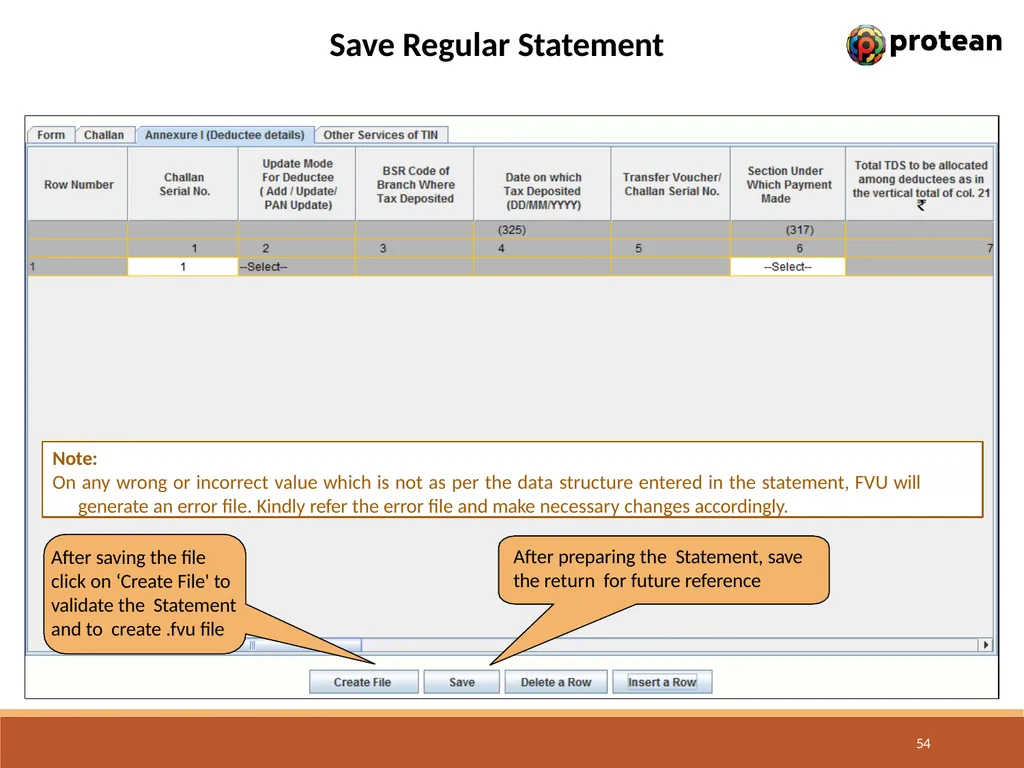 E-Tutorial on TDS/TCS Return Preparation Utility - slide 54 of 74