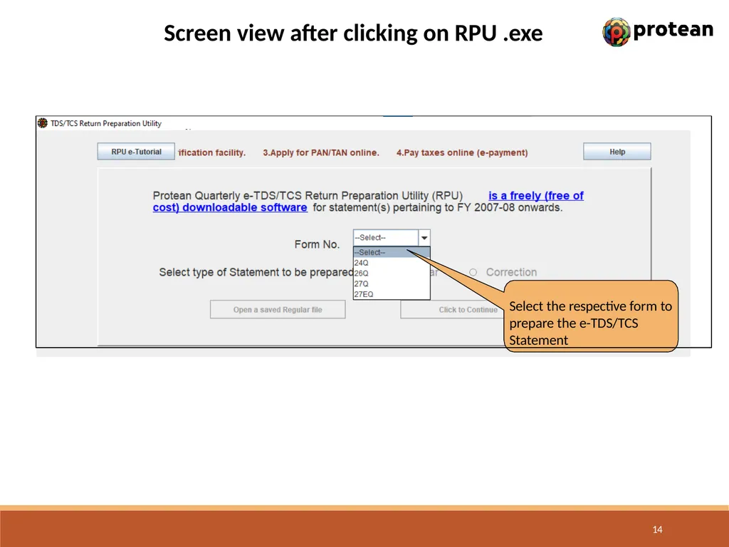 E-Tutorial on TDS/TCS Return Preparation Utility - slide 14 of 74