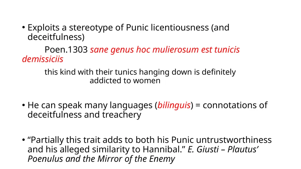 Carthaginian Stereotypes in Plautus’ Poenulus A - slide 5 of 7