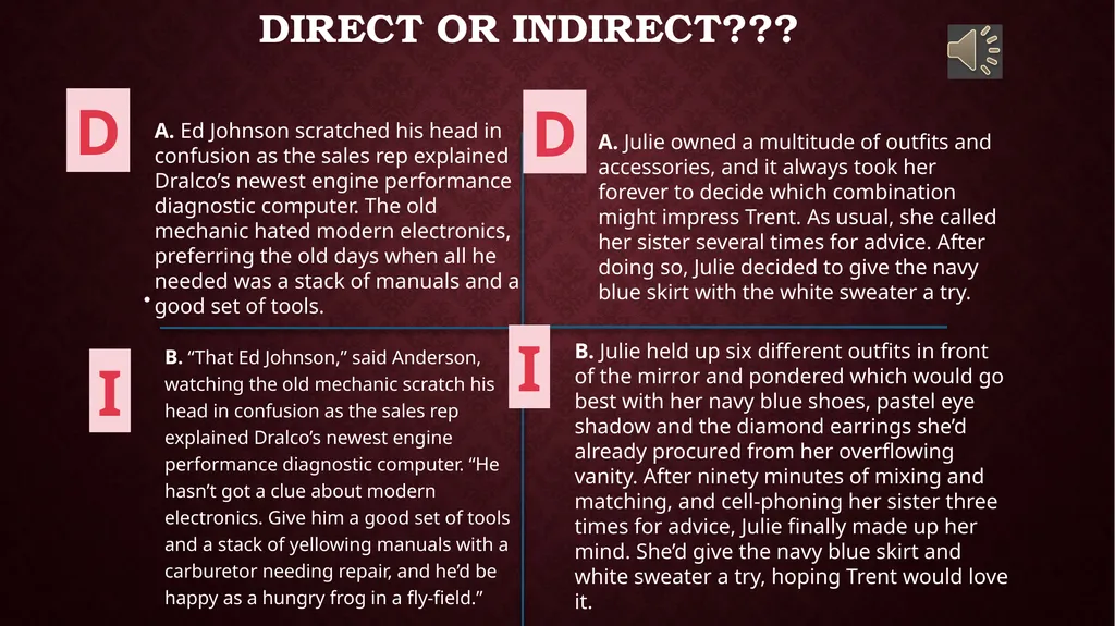Elements of A Narrative CHARACTERIZATION - slide 5 of 5