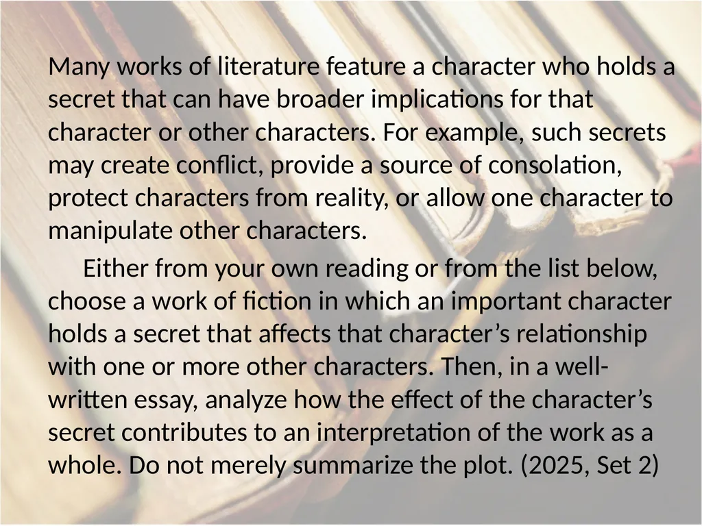 Advanced Placement® Literature Prompts Updated 9 - slide 4 of 79