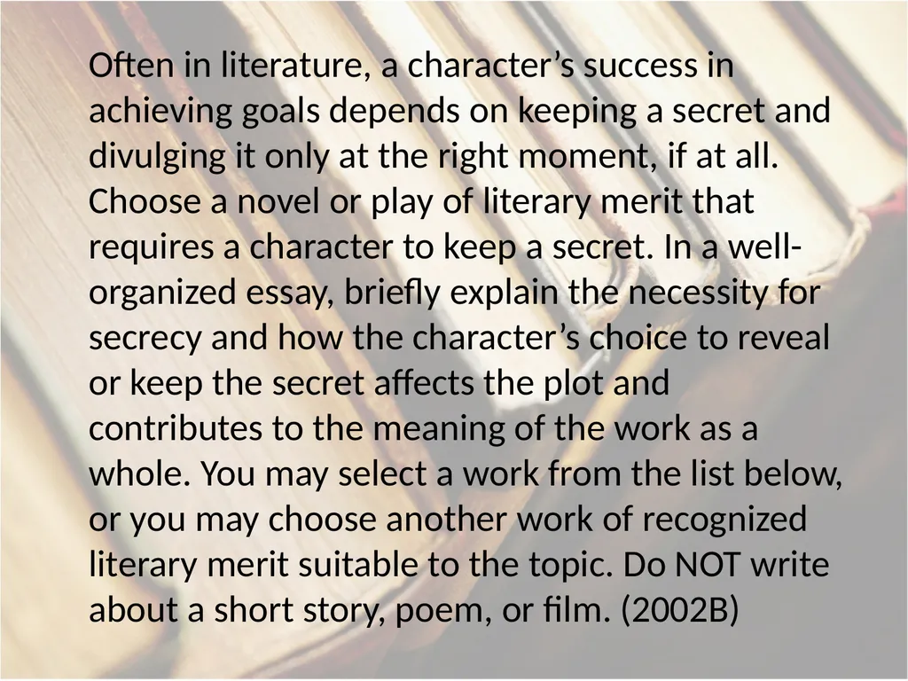 Advanced Placement® Literature Prompts Updated 9 - slide 42 of 79