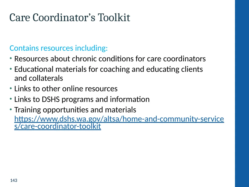 Health Home Care Coordinators Basic Training - slide 143 of 148