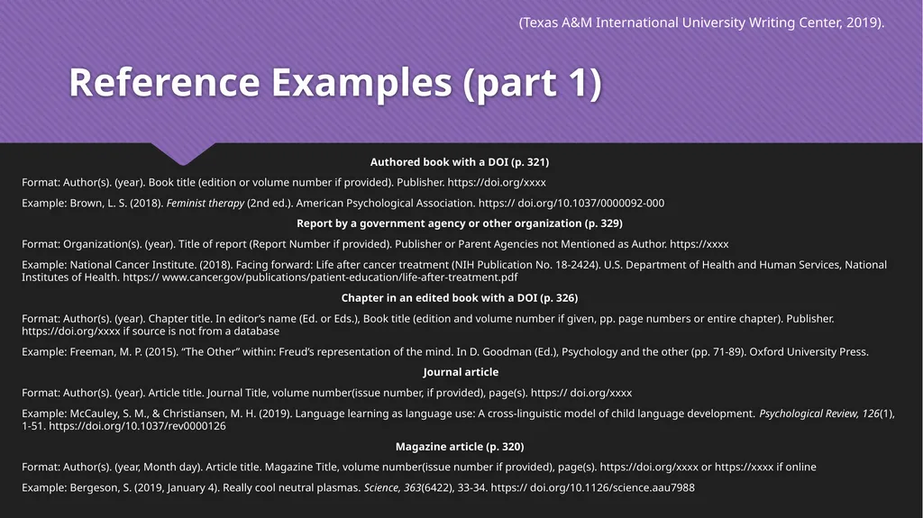 APA 7 Fall 2020 Developed by Texas A&M - slide 11 of 14