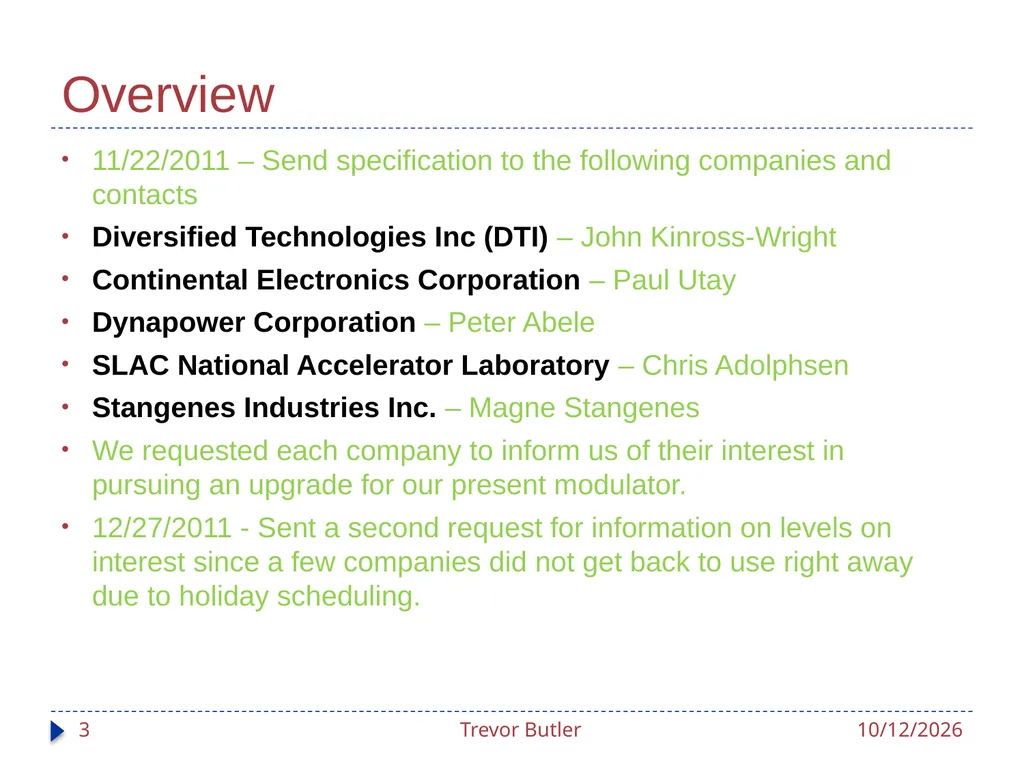 Linac RF Modulators Status Update Trevor Butler - slide 3 of 28