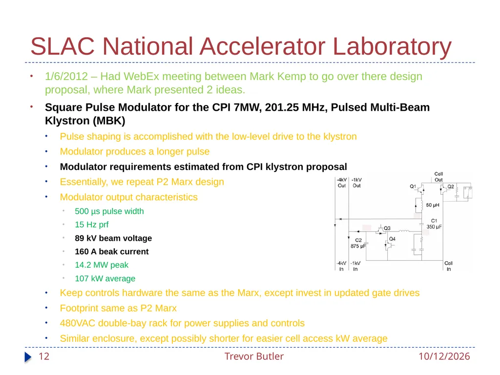 Linac RF Modulators Status Update Trevor Butler - slide 12 of 28