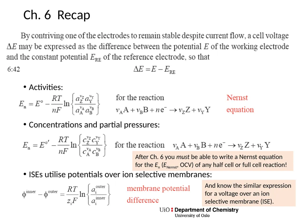 KJM 3110 Electrochemistry Chapter 7. Electrode - slide 2 of 27