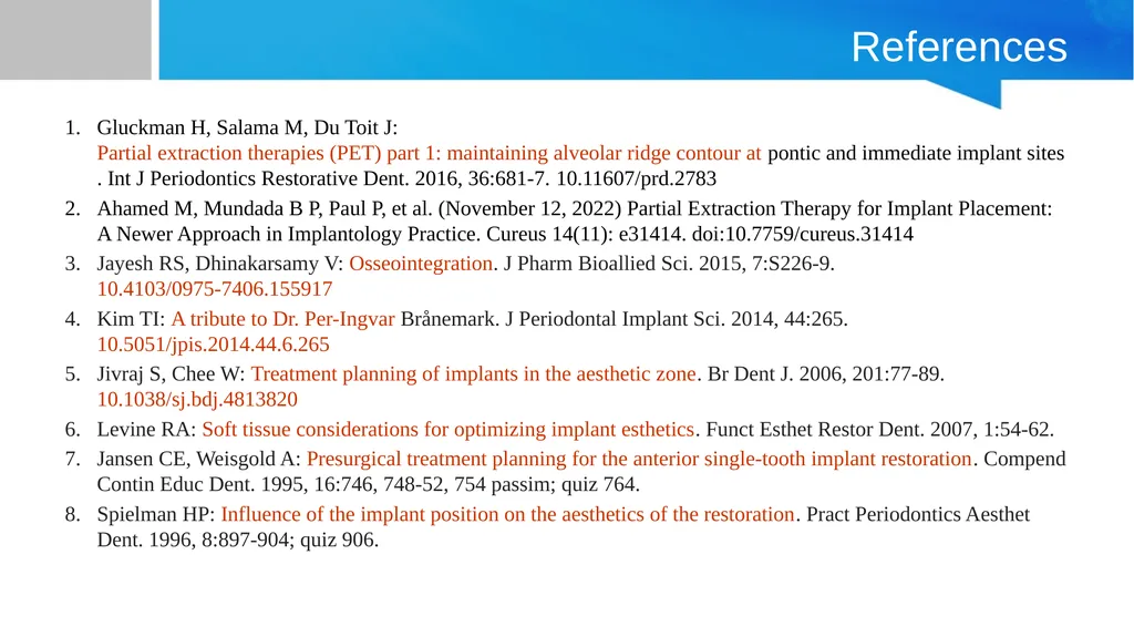 Partial Extraction Therapies (PET): Maintaining - slide 17 of 18