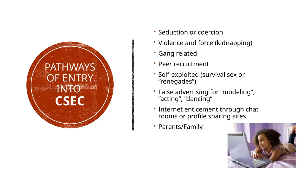 Commercial sexual exploitation CHILDREN (csec) & - slide 9 of 34